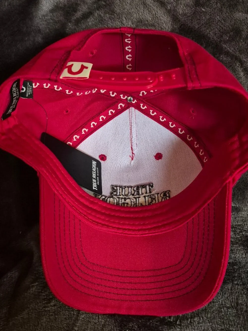 True Religion Hat Red Contrast Stitch Snapback